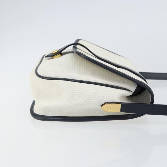 Authentic SAINT LAURENT Shoulder Bag PVC White Gold - Picture 10 of 16